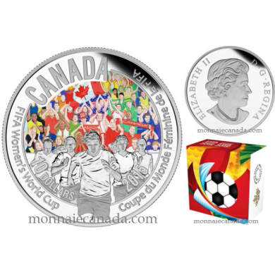 2015 - $10 - 1/2 oz. Fine Silver Coloured Coin - FIFA Women's World CupTM/MC : "Go Canada Go!"