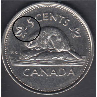 2002 P - Extra Metal 'Maple Leaf & 5' - Canada 5 Cents