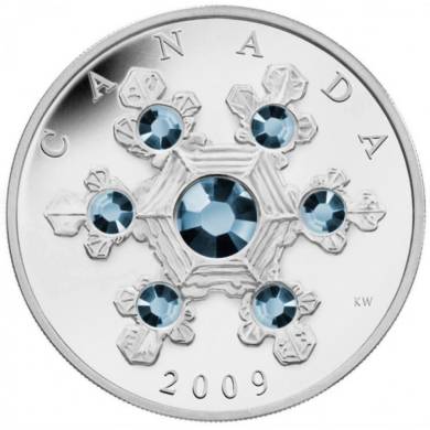 2009 $20 Fine Silver Coin - Blue Crystal Snowflake - TAX Exempt