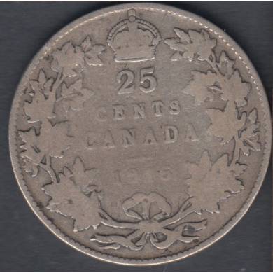 1915 - G/VG - Canada 25 Cents