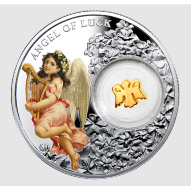 2015 Niue $1 Dollar - Pice en argent fin avec placage d'or  Ange porte-bonheur - Tirage : 1 500