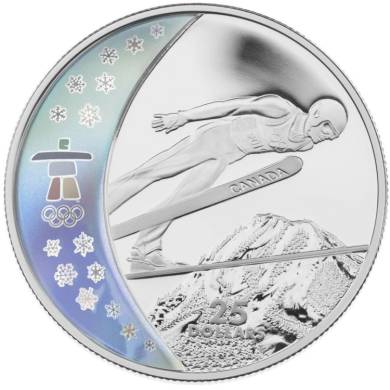 2009 $25 Sterling Silver Hologram Olympic Games - Ski Jumping - Vancouver 2010