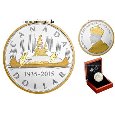 2015 - $1.00 - Pure Silver Voyageur 2 oz. Gold-Plated Coin