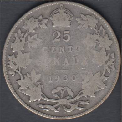 1930 - G/VG - Canada 25 Cents