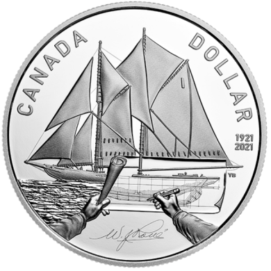 2021 - Proof Silver Dollar  100th Anniversary of Bluenose