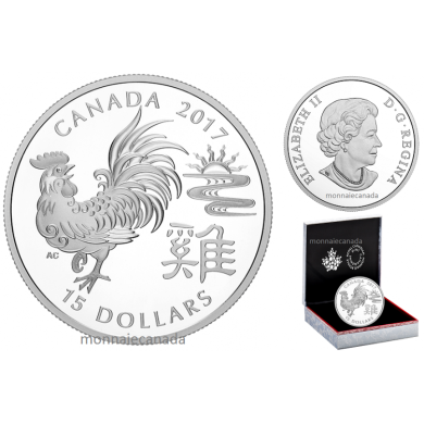 2017 - $15 - 1 oz. Pure Silver Coin  Year of the Rooster