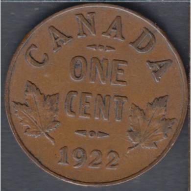 1922 - F/VF - Canada Cent