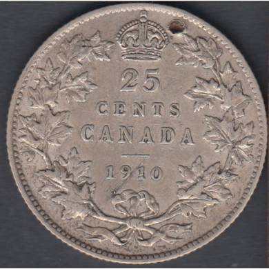 1910 - EF - Hole - Canada 25 Cents