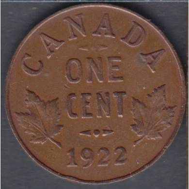 1922 - F/VF - Canada Cent
