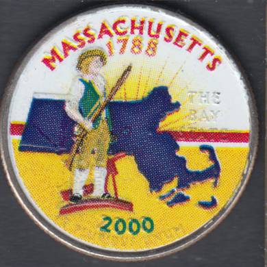 2000 D - Massachusetts - B.Unc - Colored - 25 Cents