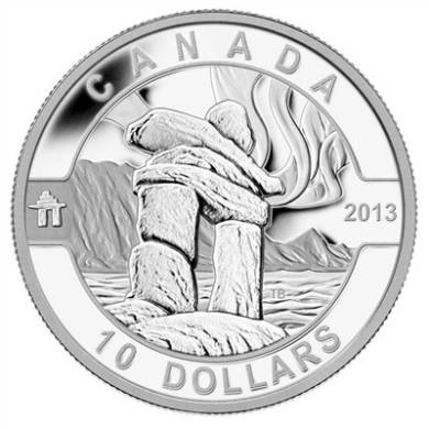 2013 - $10 1/2 oz Fine Silver Coin - Inukshuk