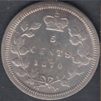 1870 - VF/EF - Flat Rim - Canada 5 Cents
