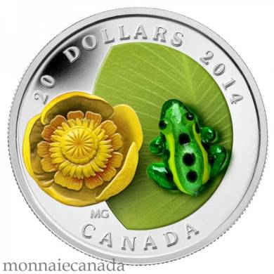2014 - $20 - Fine Silver Coin - Water-lily and Venetian Glass Leopard Frog