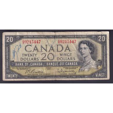 1954 $20 Dollars - VG - Beattie Rasminsky - Prfixe C/W