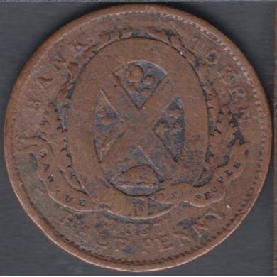 1837 - Good - Banque Du Peuple - Half Penny Token - Un Sou - LC-8C1 - Province Bas Canada