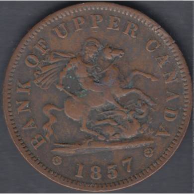 1857 - VF - Bank of Upper Canada - One Penny Bank Token - PC-6D