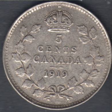 1919 - F/VF - Canada 5 Cents