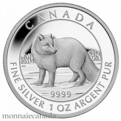 2014 - $5 - Pice de 1 oz en argent fin - Le renard arctique