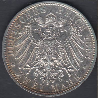 1893 A - 2 Mark - Prussia - Allemagne