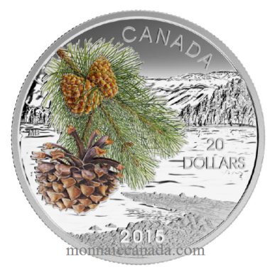 2015 - $20 - 1 oz. Fine Silver Coin  Forests of Canada: Coast Shore Pine