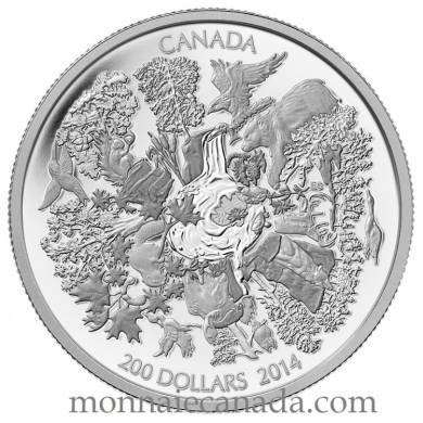 2014 - $200 for $200 - 2 oz. Fine Silver Coin - Towering Forests