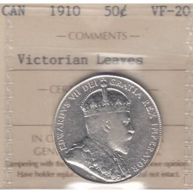 1910 - Victorian Leaves - VF-20 - ICCS - Canada 50 Cents