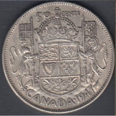 1947 - VF - Curved '7' - Canada 50 Cents
