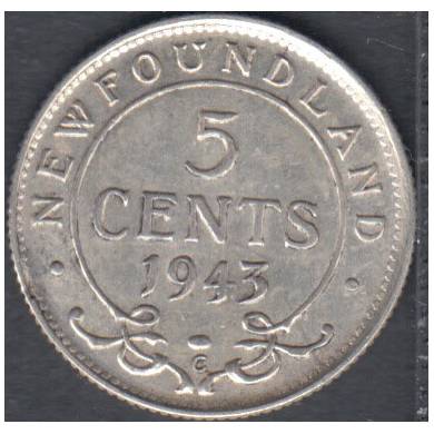1943 C - EF - 5 Cents - Terre Neuve