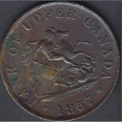 1857 - EF - Bank of Upper Canada - Half Penny Token - PC-5D