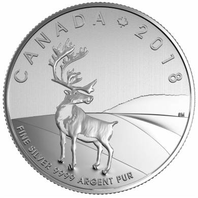 2018 - $3 - Caribou Coin - Pure Silver