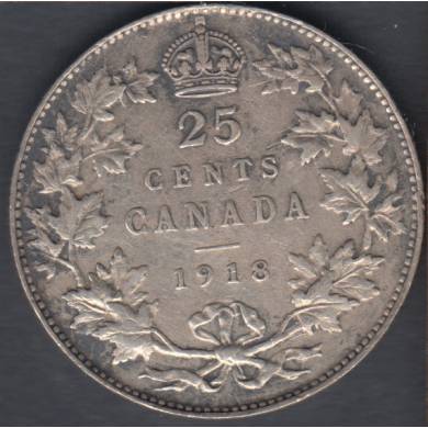 1918 - VF - Scratch - Canada 25 Cents