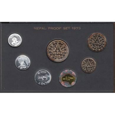 1973 - 7 Coins Proof Set - Rush on Coins -Nepal