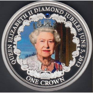 2017 - - Proof - One Crown - Queen Elisabeth II - Silver Plated - Diamnod Jubilee June 5 2012 - Tristan da Cunha