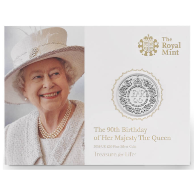 2016 - 20 Pounds Argent Fin - B. Unc - The 90th Birthday of Her Majesty The Queen - Grande Bretagne