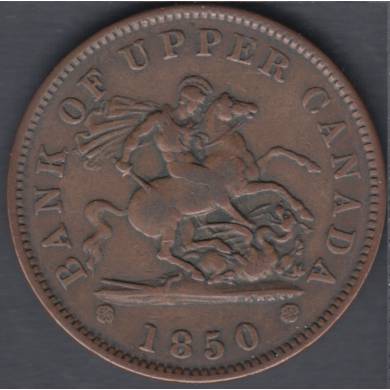 1850 - VF - Bank of Upper Canada - One Penny Token - PC-6A1