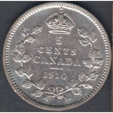 1910 - Round Leaves - EF - Canada 5 Cents