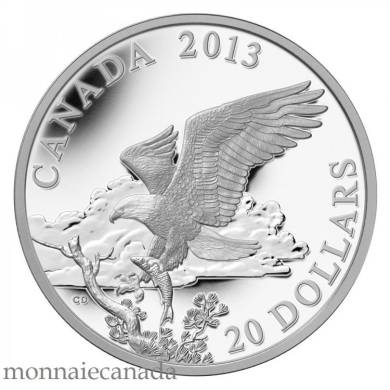 2013 - $20 - 1 oz Fine Silver Coin - The Bald Eagle: Returning From the Hunt