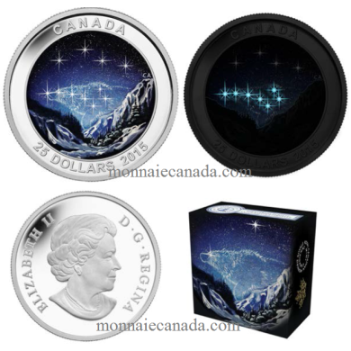 2015 - $25 - 1 oz argent fin Pice photoluminescente - Constellation - La poursuite ternelle