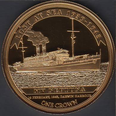 2016 - Proof - One Crown - Queen Elizabeth II Gold Plated - Lost at Sea 1939 - 1945 - MV NEPTUNA - Tristan da Cunha