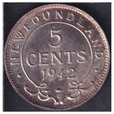 1942 C - B.Unc. - 5 Cents - Newfoundland