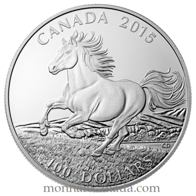 2015 - $100 pour $100 - Pièce en argent fin de – Le cheval canadien