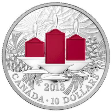 2013 Canada $10 - 1/2 oz. Fine Silver Coin - Holiday Candles