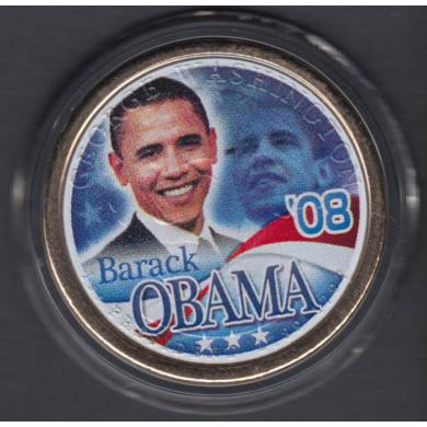 Barack Obama - Colorful Medal - on a $1.00 - 2007 D - George Washington - By Merrick Mint