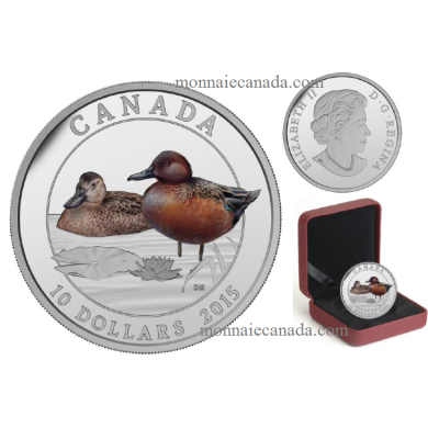 2015 - $10 - 1/2 oz. Fine Silver Coloured Coin - Cinnamon Teal