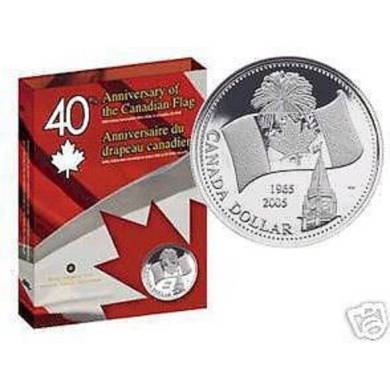 2005 Canada $1 Flag - Fine Silver Dollar & CD Rom  - TAX Exempt