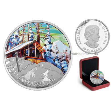 2016 - $20 - 1 oz. Fine Silver Coloured Coin  Canadian Landscape Series: Ski Chalet