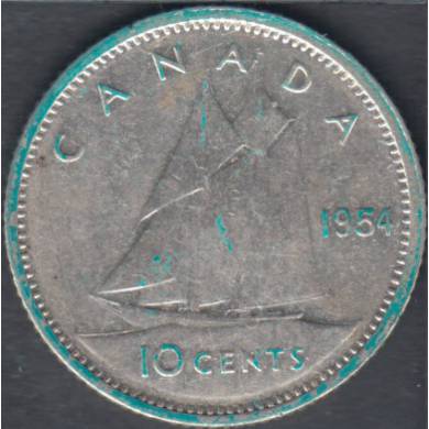 1954 - VF - Canada 10 Cents