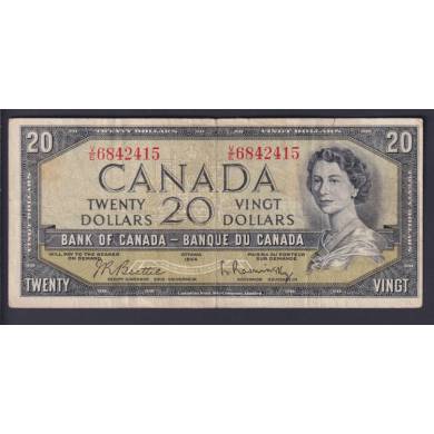 1954 $20 Dollars - Fine - Beattie Rasminsky - Prfixe V/E