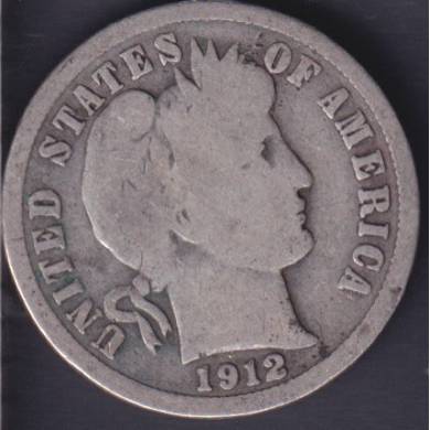 1912 - VG - Barber - 10 Cents USA