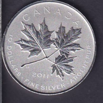 2011 - $10 Maple Leaf Forever - 1/2 oz Fine Silver Coin